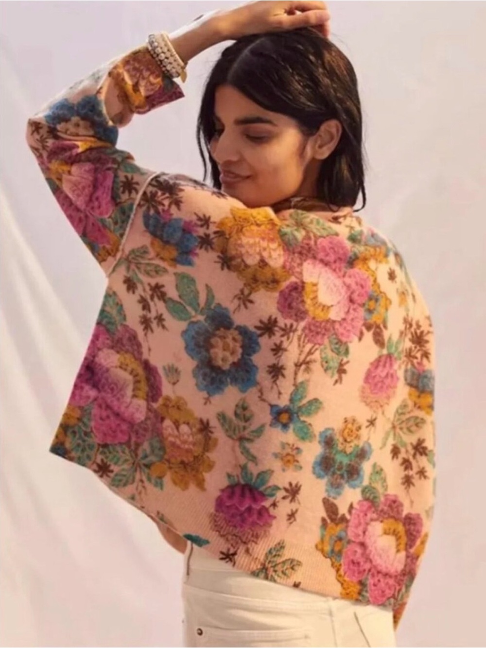 Anthropologie Pilcro Alani Floral Mock Neck Knit Sweater
